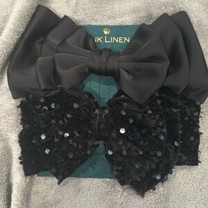 Pink Linen Hair Clip Bows